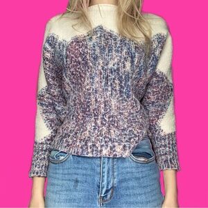 high quality purple and white sweater